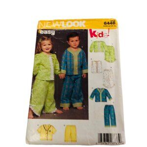New Look Sewing Pattern 6446 Toddlers Pajamas Size 1/2-4